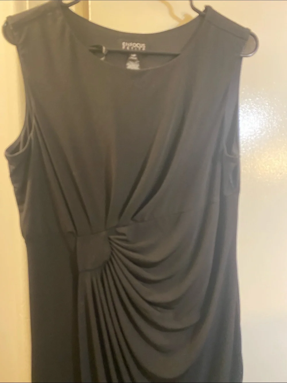 Enfocus Studio Black Sleeveless Draped Knot-Detail Sheath Dress